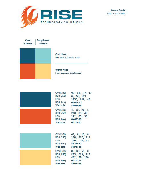 RISE colour guide